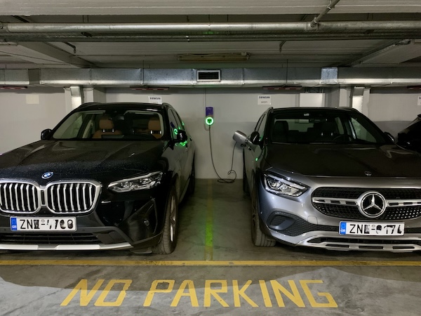 Underground parking with charging stations