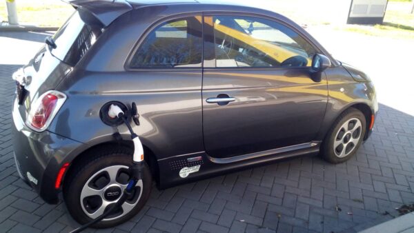 Fiat 500e with adapter