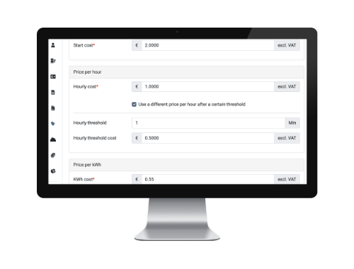 CPO screen with commercial charging setup